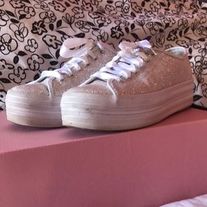 Kate Spade white glitter wedding shoes